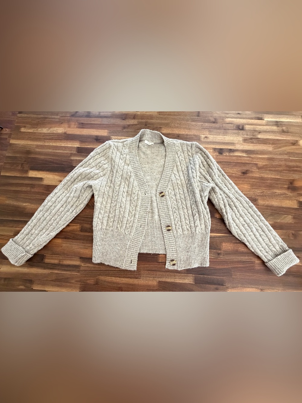 Anthropologie easel Cable Knit Cardigan in Light Taupe
